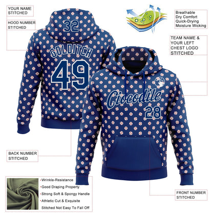 Custom Stitched US Navy Blue White Baseball Game Day Indianapolis Inspired Sports Pullover Sweatshirt Hoodie