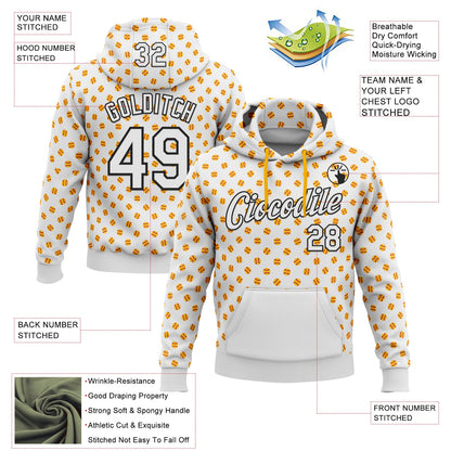 Custom Stitched White Gold-Black Baseball Game Day Pittsburgh Inspired Sports Pullover Sweatshirt Hoodie