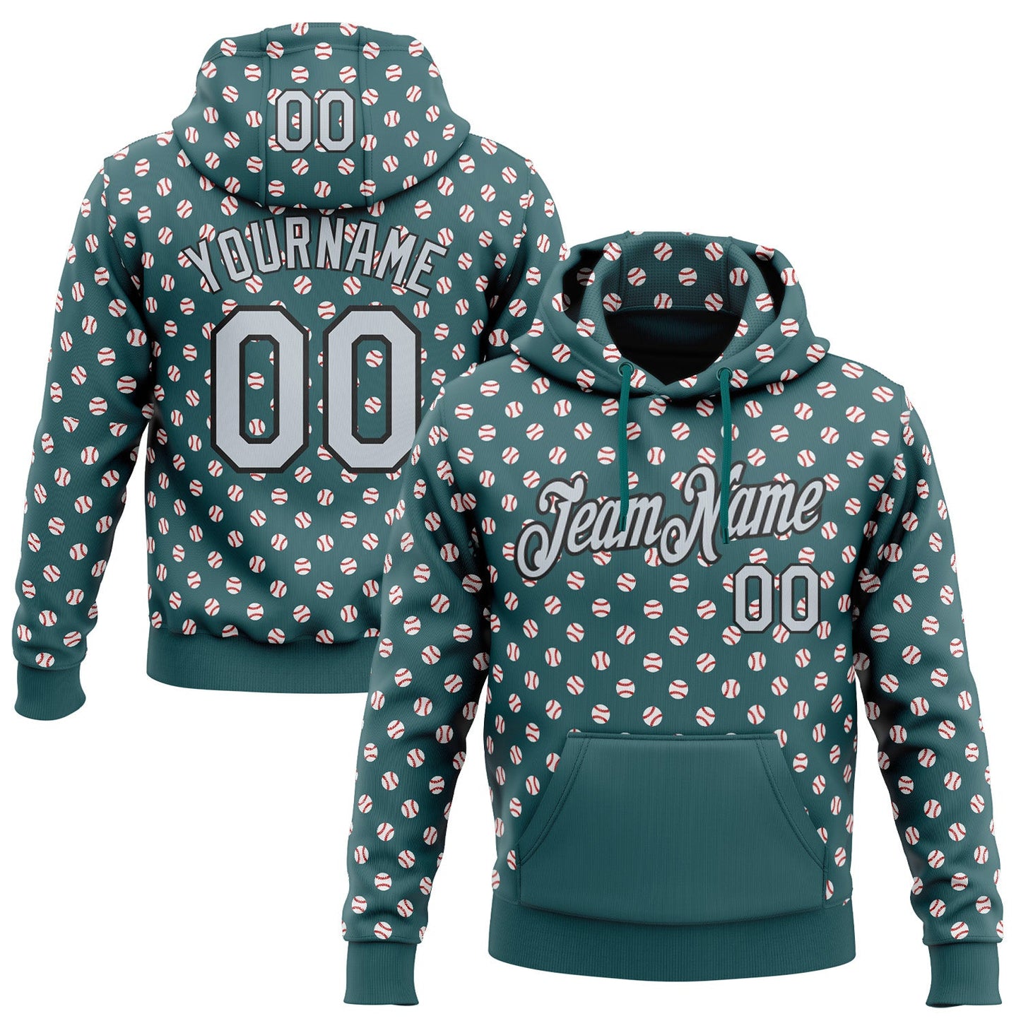 Custom Stitched Midnight Green Silver-Black Baseball Game Day Philadelphia Inspired Sports Pullover Sweatshirt Hoodie