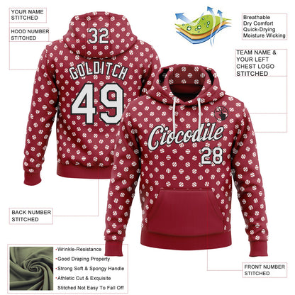 Custom Stitched Cardinal White-Black Baseball Game Day Arizona Inspired Sports Pullover Sweatshirt Hoodie