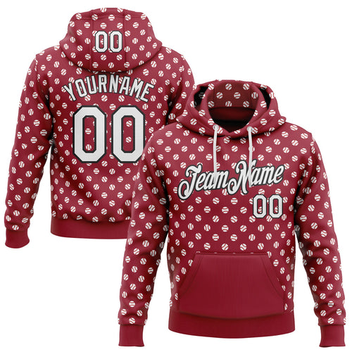 Custom Stitched Cardinal White-Black Baseball Game Day Arizona Inspired Sports Pullover Sweatshirt Hoodie