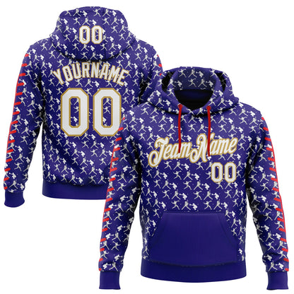 Custom Stitched Dark Purple White Old Gold-Red Baseball Game Day Baltimore Inspired Sports Pullover Sweatshirt Hoodie