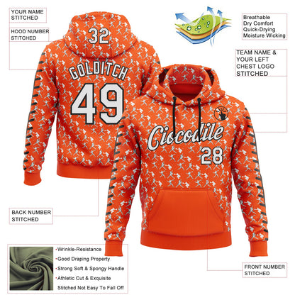 Custom Stitched Orange White-Black Baseball Game Day Cincinnati Inspired Sports Pullover Sweatshirt Hoodie