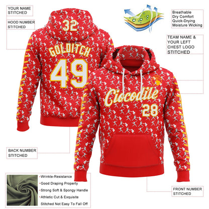 Custom Stitched Fire Red White-Gold Baseball Game Day Kansas Inspired Sports Pullover Sweatshirt Hoodie