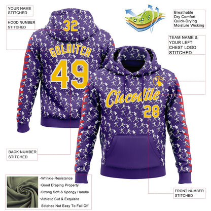 Custom Stitched Purple Yellow Red-White Baseball Game Day Minnesota Inspired Sports Pullover Sweatshirt Hoodie