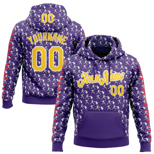 Custom Stitched Purple Yellow Red-White Baseball Game Day Minnesota Inspired Sports Pullover Sweatshirt Hoodie