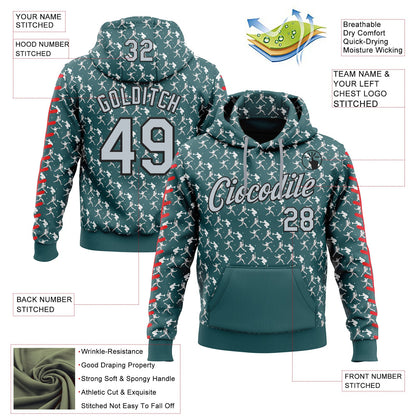 Custom Stitched Midnight Green Silver Red Black-White Baseball Game Day Philadelphia Inspired Sports Pullover Sweatshirt Hoodie