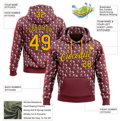 Custom Stitched Burgundy Gold Red Black-White Baseball Game Day Washington Inspired Sports Pullover Sweatshirt Hoodie