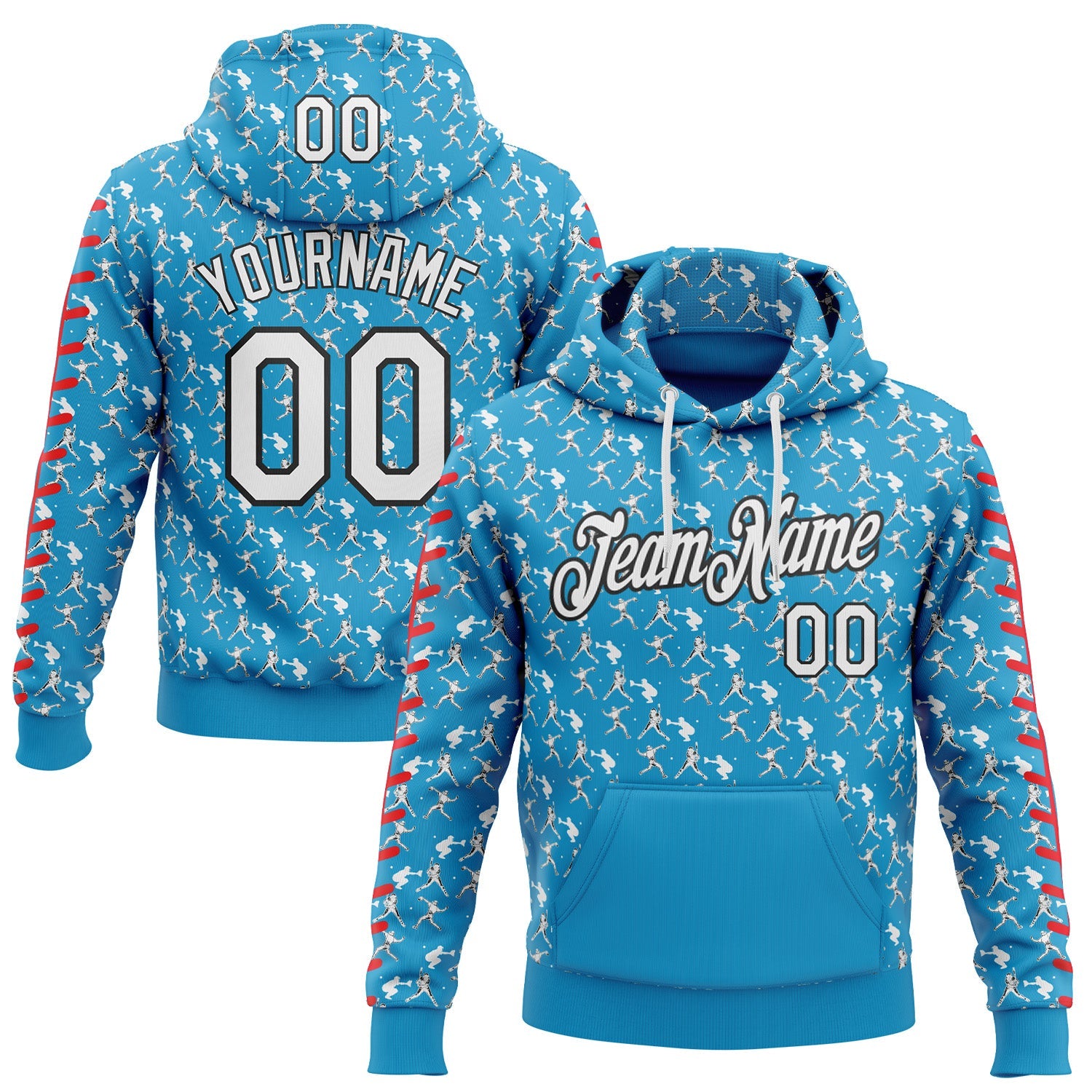 Custom Stitched Panther Blue White Red-Black Baseball Game Day Carolina Inspired Sports Pullover Sweatshirt Hoodie