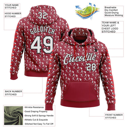 Custom Stitched Cardinal White Red-Black Baseball Game Day Arizona Inspired Sports Pullover Sweatshirt Hoodie