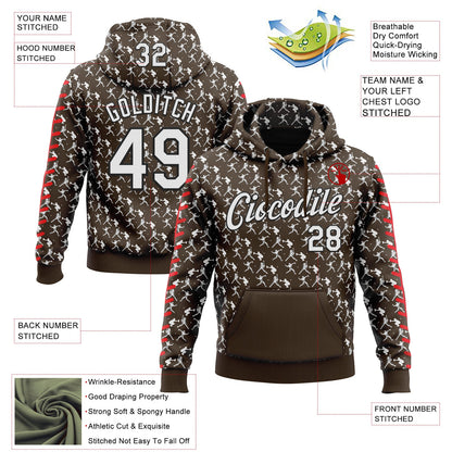 Custom Stitched Brown White Red-Black Baseball Game Day Cleveland Inspired Sports Pullover Sweatshirt Hoodie