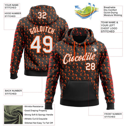 Custom Stitched Black White Orange-Red Baseball Game Day Cincinnati Inspired Sports Pullover Sweatshirt Hoodie