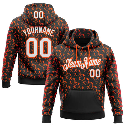 Custom Stitched Black White Orange-Red Baseball Game Day Cincinnati Inspired Sports Pullover Sweatshirt Hoodie