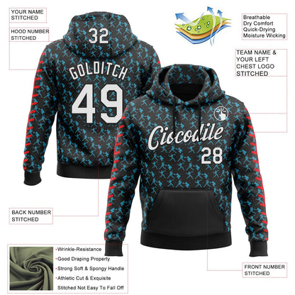 Custom Stitched Black White Panther Blue-Red Baseball Game Day Carolina Inspired Sports Pullover Sweatshirt Hoodie