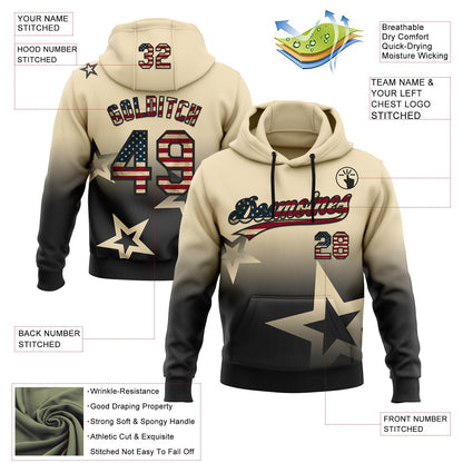 Custom Stitched Cream Vintage USA Flag-Black Gradient Style Twinkle Star Sports Pullover Sweatshirt Hoodie