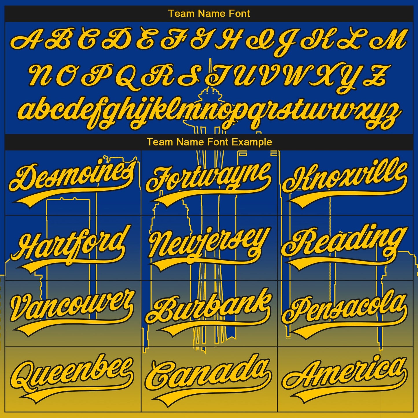 Custom Stitched Royal Yellow-Black Gradient Fashion Seattle City Edition Sports Pullover Sweatshirt Hoodie