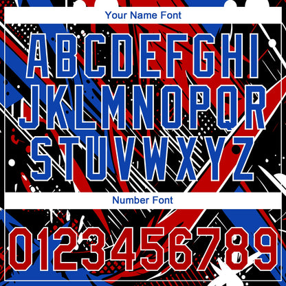 Custom Stitched Graffiti Pattern Red Thunder Blue-White Abstract Splatter Sports Pullover Sweatshirt Hoodie