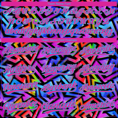 Custom Stitched Graffiti Pattern Hot Pink-Sky Blue Abstract Geometric Sports Pullover Sweatshirt Hoodie