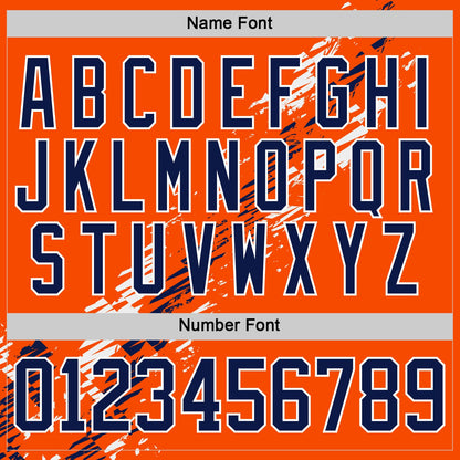 Custom Orange Navy-White Abstract Edmonton Inspired Splash Hockey Lace Neck Jersey