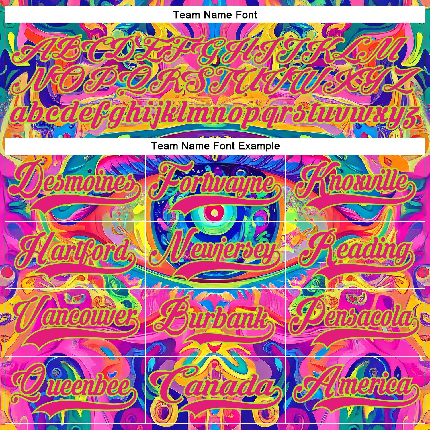 Custom Hot Pink Neon Green Yellow-Blue Trippy Psychedelic Neon Hockey Lace Neck Jersey