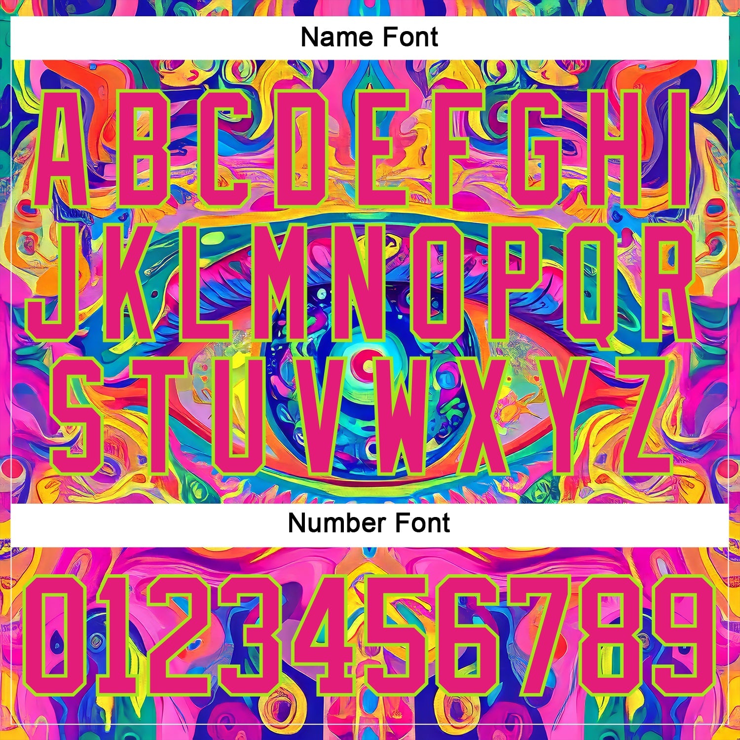 Custom Hot Pink Neon Green Yellow-Blue Trippy Psychedelic Neon Hockey Lace Neck Jersey