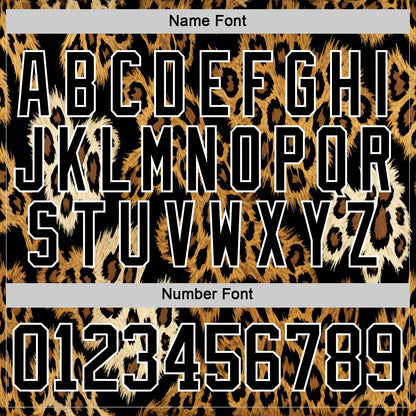 Custom Black Brown Cream-White Leopard Print Hockey Lace Neck Jersey