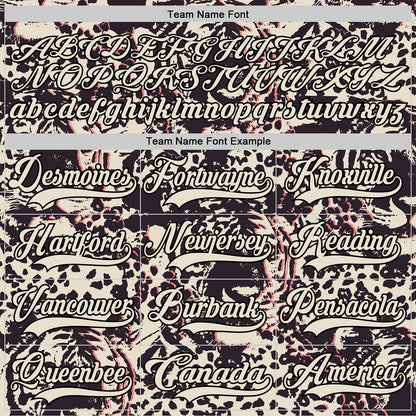 Custom Cream Black-Pink Tiger Print Hockey Lace Neck Jersey