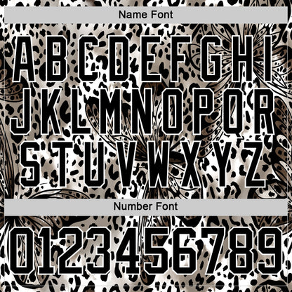 Custom White Black Leopard Print Hockey Lace Neck Jersey