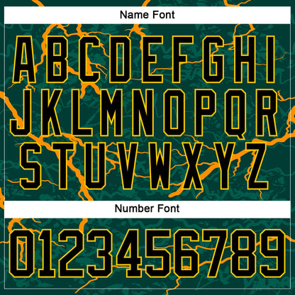 Custom Green Black Orange-Yellow Lightning Hockey Lace Neck Jersey