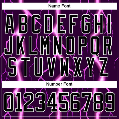 Custom Black Purple Pink-White Lightning Hockey Lace Neck Jersey