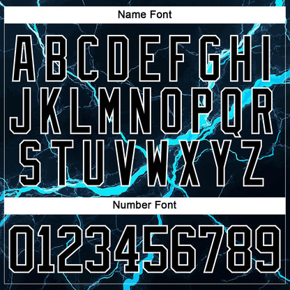 Custom Black Blue-White Lightning Hockey Lace Neck Jersey
