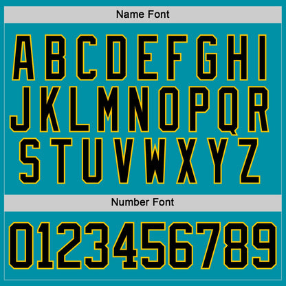 Custom Teal Black Yellow Gray-White Plaid Hockey Jersey