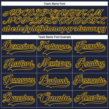 Custom Navy Gold Plaid Hockey Jersey