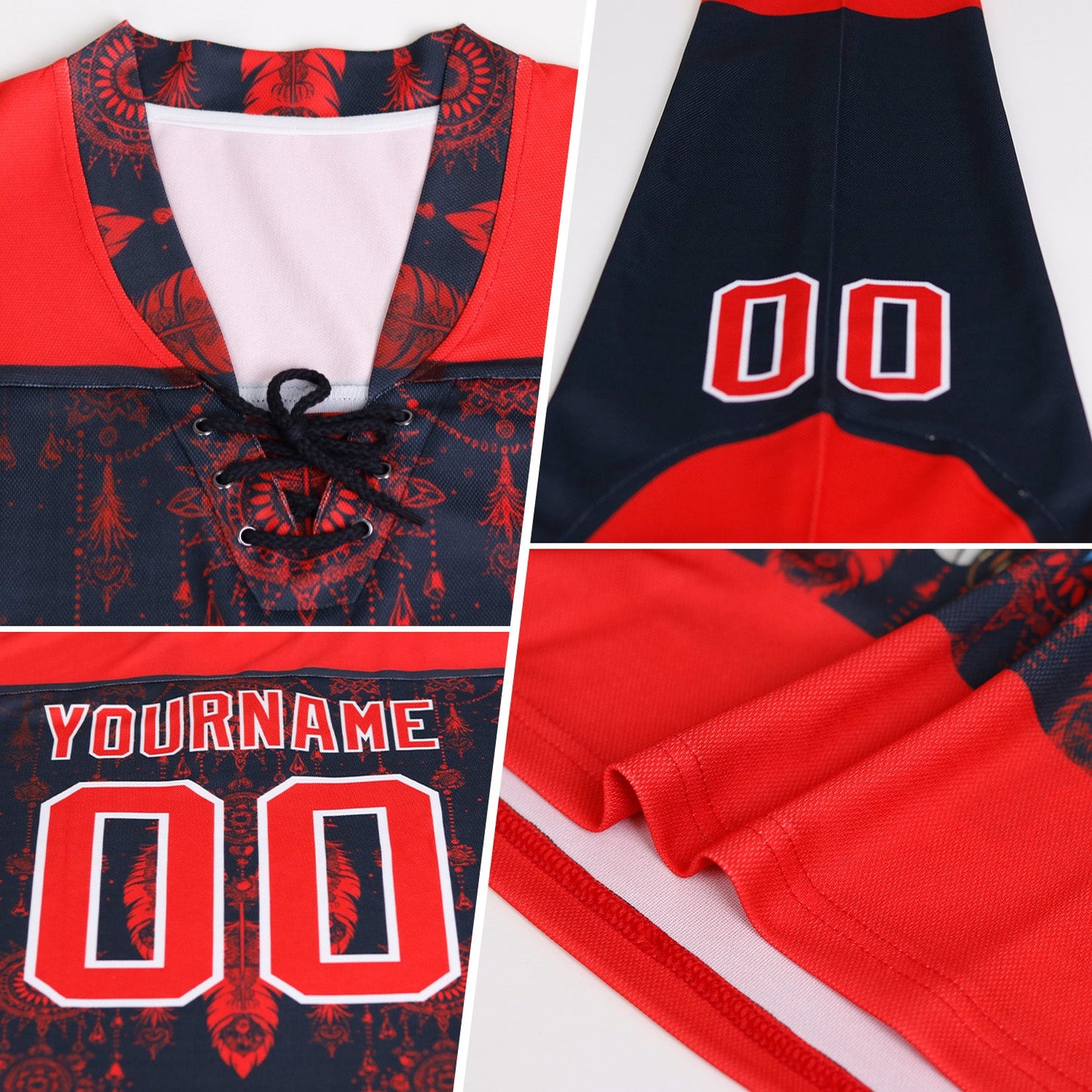 Custom Cream Olive-Texas Orange Hawaii Tropical Palm Trees Hockey Lace Neck Jersey