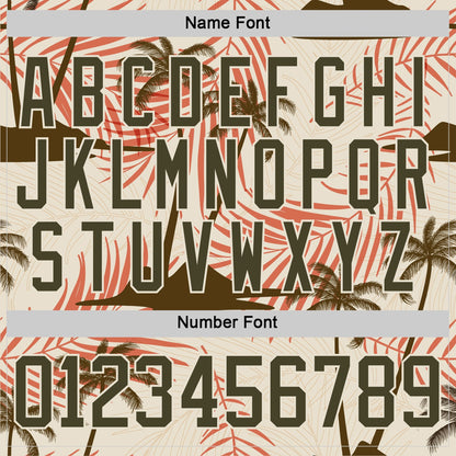 Custom Cream Olive-Texas Orange Hawaii Tropical Palm Trees Hockey Lace Neck Jersey