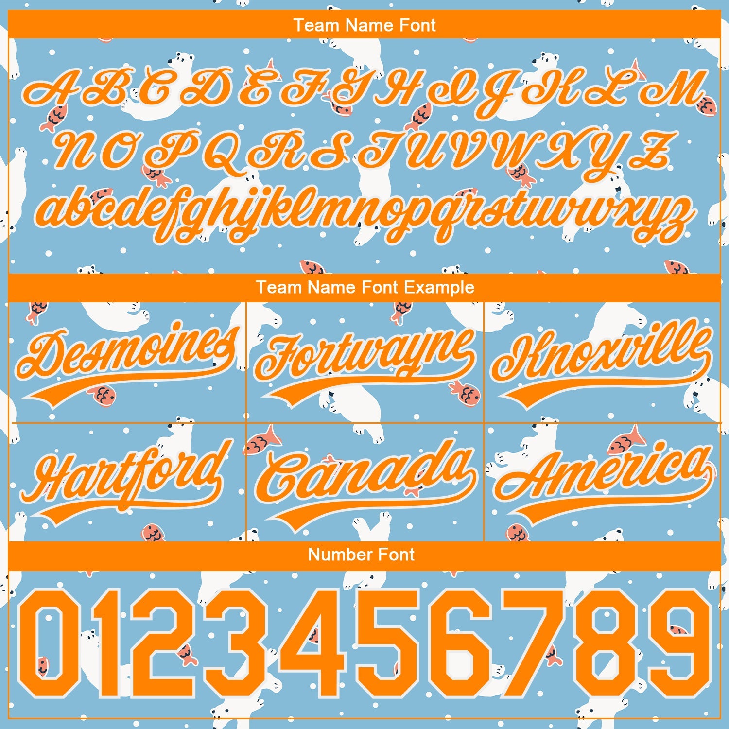 Custom Light Blue Bay Orange-White 3D Pattern Polar Bear And Fish Authentic Basketball Shorts