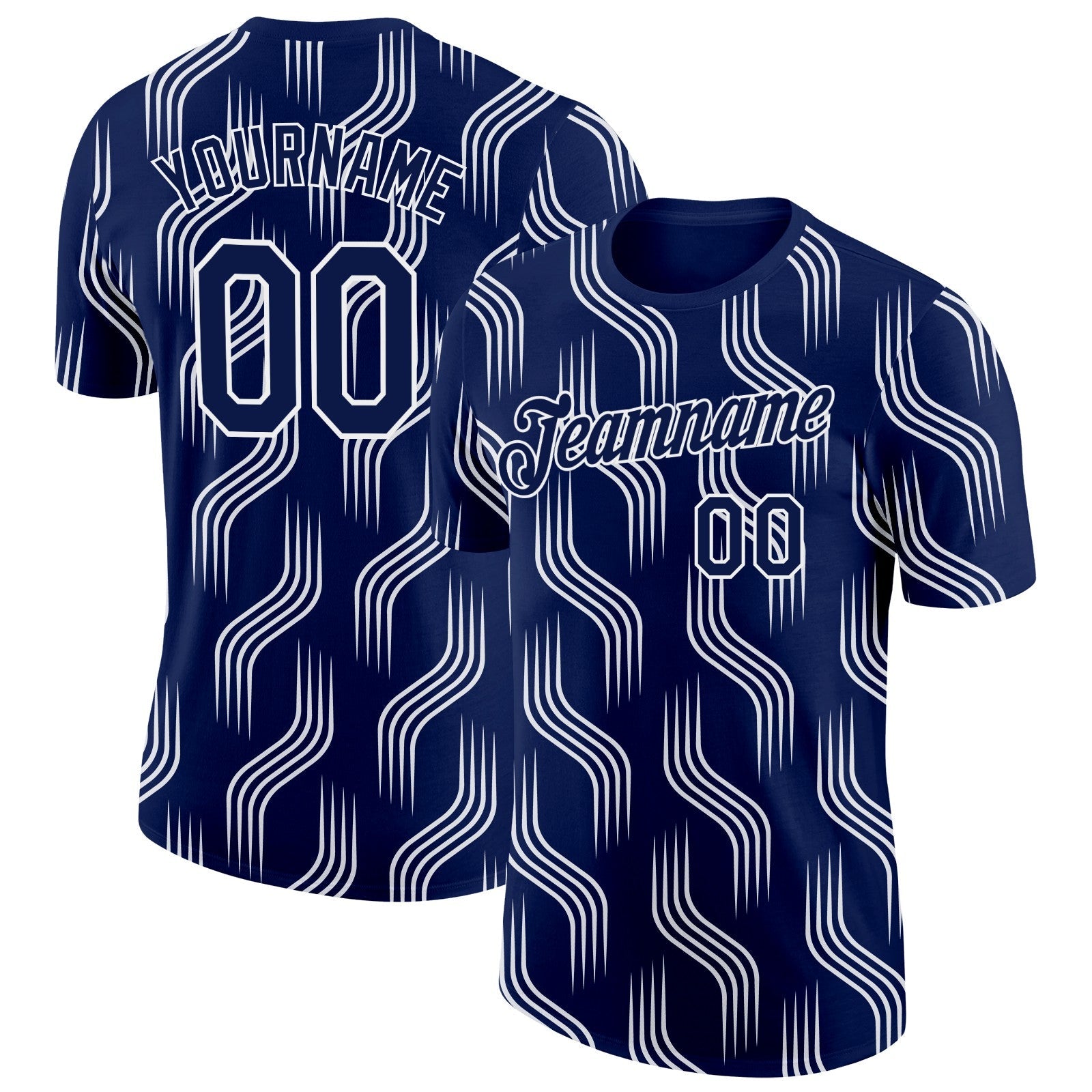 Custom Navy White Scotland Lines Performance T-Shirt