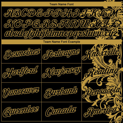 Custom Black-Old Gold Baroque Rococo Floral Scrollwork Performance T-Shirt