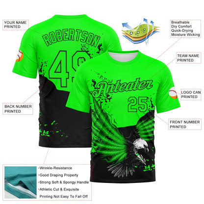 Custom Aurora Green-Black Aguila Eagle Performance T-Shirt