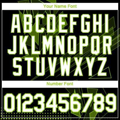 Custom Neon Green White-Black Abstract Geometric Shattered Angular Performance T-Shirt