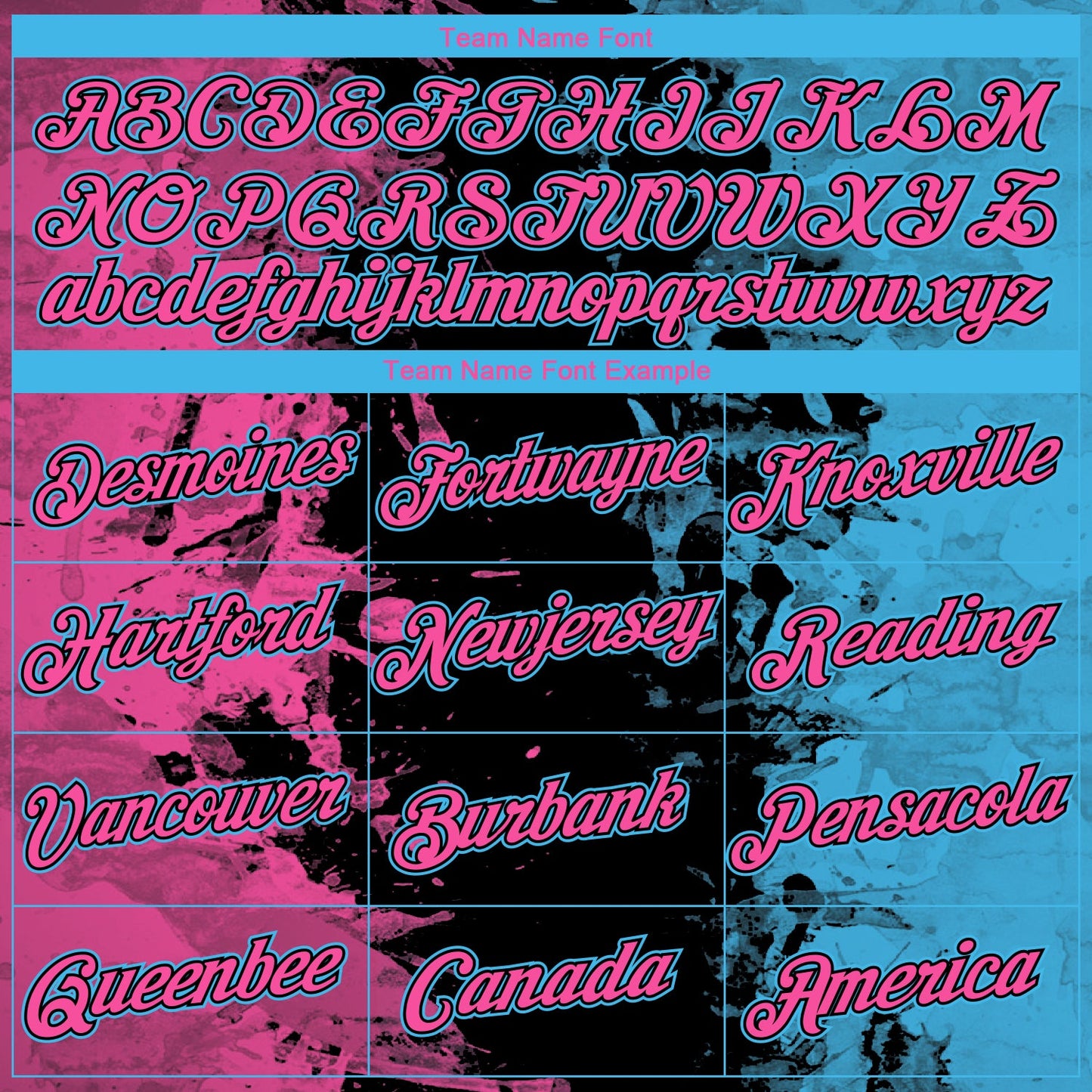 Custom Pink Black-Sky Blue Ink Splash Duotono Style Performance T-Shirt