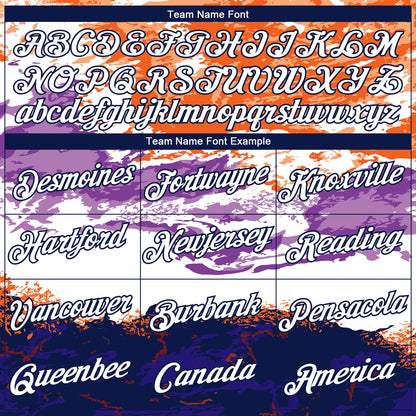 Custom Orange White Purple-Navy Distressed Abstract Paint Stroke Performance T-Shirt