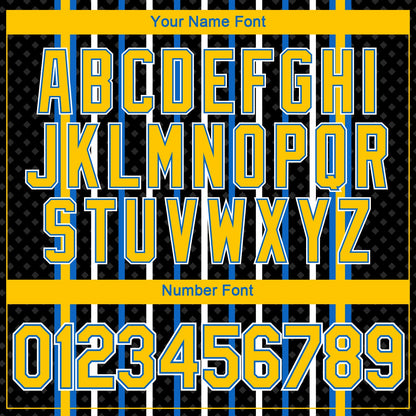 Custom Black Yellow Blue-White Stripe And Star Sportswear Performance T-Shirt