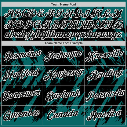 Custom Teal Black-White Torn Sharp Brush Stroke Splatter Performance T-Shirt