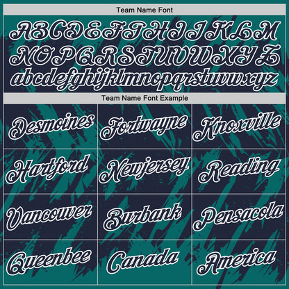 Custom Teal Navy-White Torn Sharp Brush Stroke Splatter Performance T-Shirt