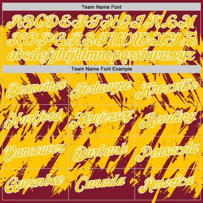 Custom Crimson Yellow-White Torn Sharp Brush Stroke Splatter Performance T-Shirt