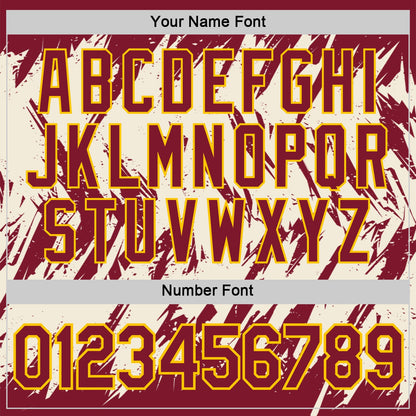 Custom Crimson Cream-Yellow Torn Sharp Brush Stroke Splatter Performance T-Shirt