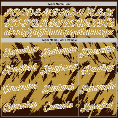 Custom Brown Old Gold-White Torn Sharp Brush Stroke Splatter Performance T-Shirt