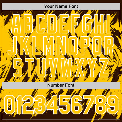 Custom Brown Yellow-White Torn Sharp Brush Stroke Splatter Performance T-Shirt