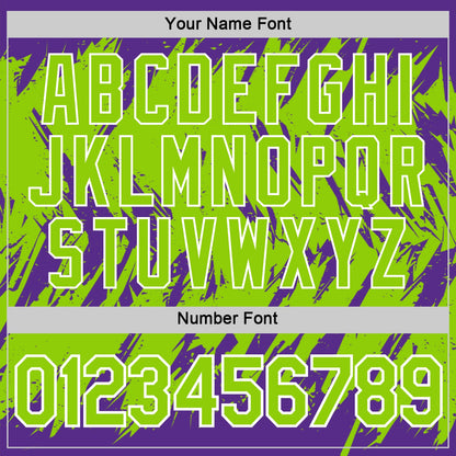 Custom Purple Neon Green-White Torn Sharp Brush Stroke Splatter Performance T-Shirt
